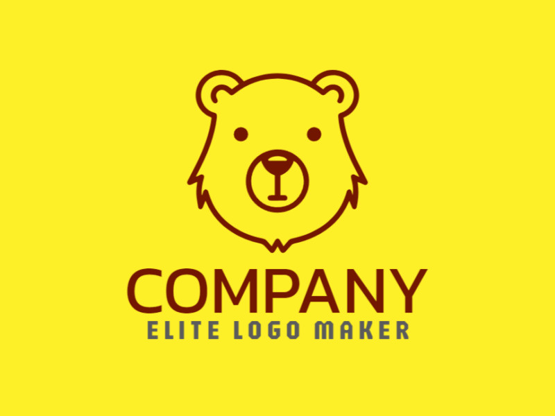 Un logotipo creativo con una cabeza de oso minimalista en marrón, ofreciendo un diseño diferente y perfecto.