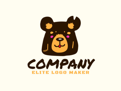 Un diseño de logotipo ilustrativo de una cabeza de oso, ideal para negocios, mostrando un diseño intrincado.