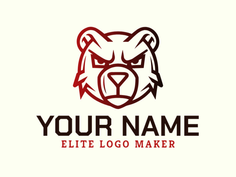 Un logotipo personalizable que presenta la cabeza de un oso en estilo degradado, combinando audacia y versatilidad en su diseño.