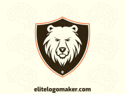 Create a memorable logo for your business in the shape of a bear head with an emblem style and creative design.