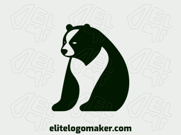 Um logotipo minimalista e elegante, apresentando um urso negro sentado, irradiando elegância simples.