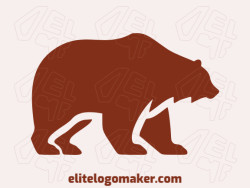 Creative logo in the shape of a bear walking with a refined design and abstract style.