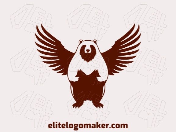 Logotipo customizável com a forma de urso com asas com design criativo e estilo mascote.