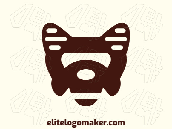 Crie seu próprio logotipo com a forma de um urso, com estilo minimalista e com a cor marrom.