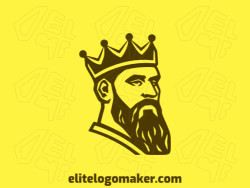 Professional logo in the shape of a bearded king with an illustrative style, and the color used was dark brown.