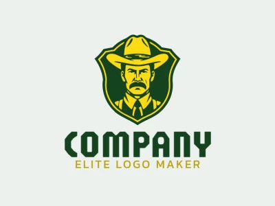 Un logotipo ilustrativo que presenta a un hombre barbudo distinguido, evocando sabiduría y fuerza, en tonos oscuros de amarillo y verde.