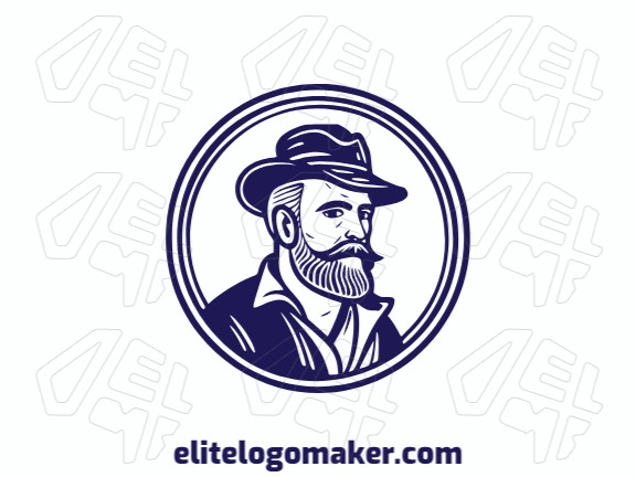 Crie seu logotipo online com a forma de um homen barbudo com cores customizáveis e estilo abstrato.