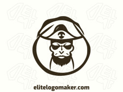 Logo template for sale in the shape of a bearded pirate, the color used was black.