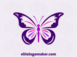 Crie um logotipo para sua empresa com a forma de uma borboleta bonita com estilo simétrico e com as cores roxo e rosa.