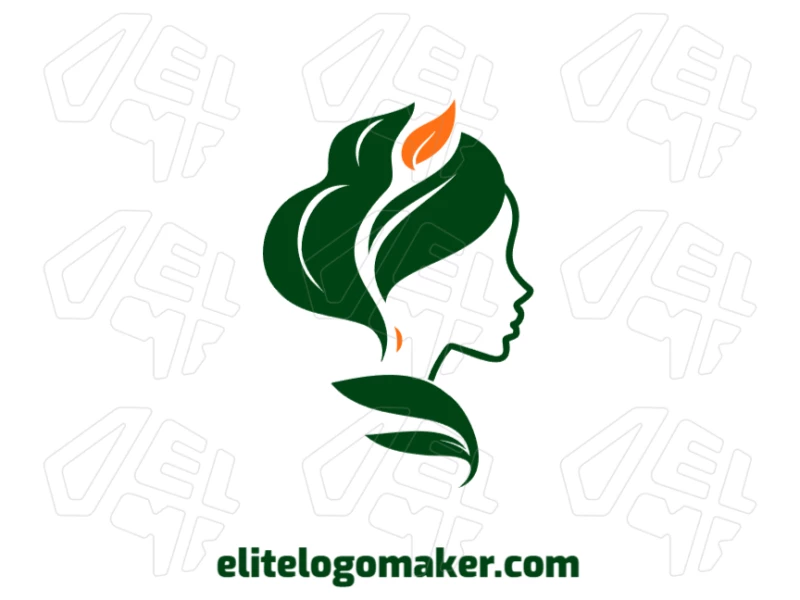 A cool illustration of a beautiful woman combined with green tree leaves, perfect for creating a personalized logo design.