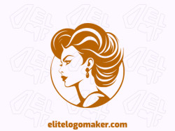 Customizable logo in the shape of a beautiful woman with a circular style, the color used was yellow.