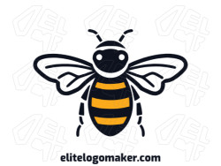 Design a cartoon-like bumble bee logo using orange and black.