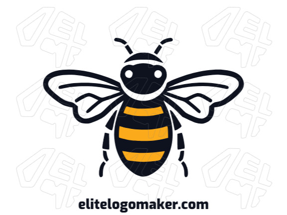 Crie um logotipo de abelha semelhante a um desenho animado usando laranja e preto.