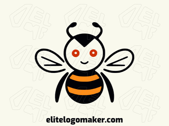 Logotipo customizável com a forma de uma abelha com design criativo e estilo simétrico.