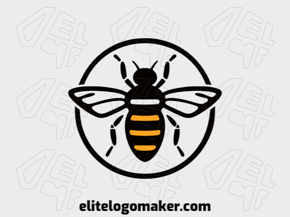 Logotipo customizável com a forma de uma abelha composto por um estilo abstrato e com as cores preto e amarelo escuro.