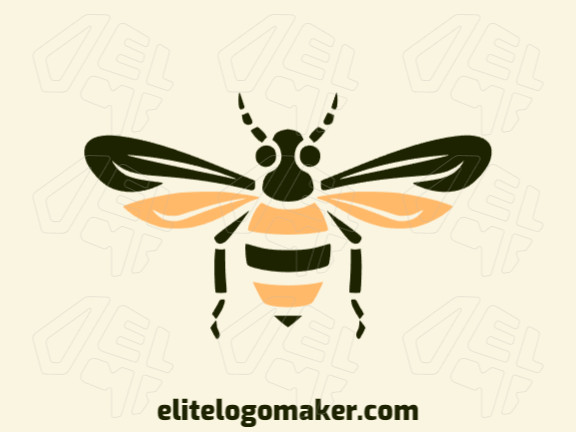 Logotipo moderno com a forma de uma abelha com design profissional e estilo infantil.
