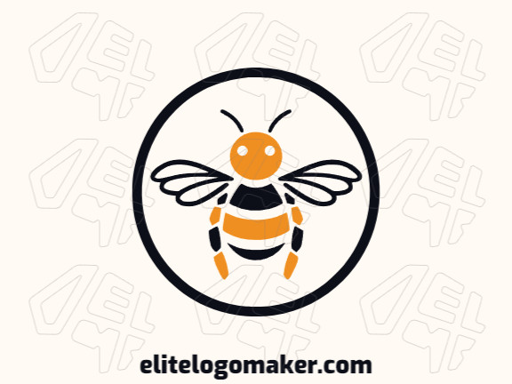 Logotipo infantil com design refinado, formando uma abelha com as cores preto e amarelo.