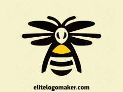 Create a vector logo for your company in the shape of a bee flying with an simple style, the colors used was black and yellow.