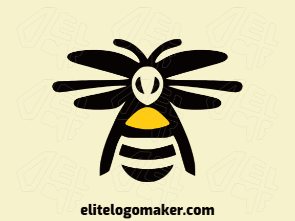 Crie um logotipo vetorial para sua empresa com a forma de um abelha voando com estilo simples, as cores utilizadas foi preto e amarelo.