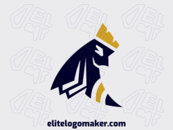 Customizable logo with the shape of a bee combined with a paper and a crown composed of an abstract style with yellow and black colors.