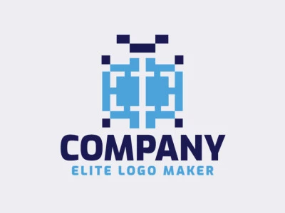 Logo Template in the shape of a beetle with abstract design and blue color.