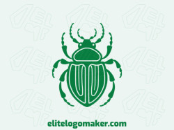 Customizable logo in the shape of a beetle composed of a symmetric style and dark green color.