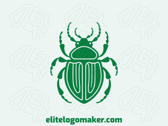 Logotipo customizável com a forma de um besouro composto por um estilo simétrico e cor verde escuro.