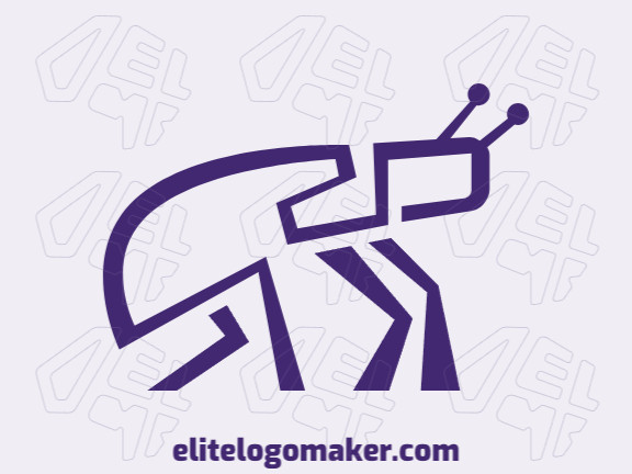Simple logo with the shape of a giant beetle composed of abstracts shapes with purple color.