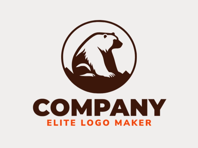 Create your online logo in the shape of a big bear with customizable colors and a circular style.