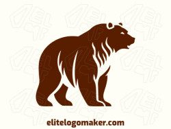 Professional logo in the shape of a big brown bear with a creative style, the color used was dark brown.