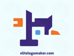 Exclusive logo in the shape of a bird with minimalist design with blue and orange colors.