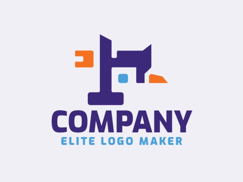 Exclusive logo in the shape of a bird with minimalist design with blue and orange colors.
