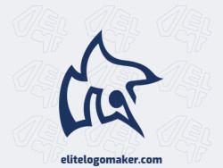 Abstract logo in the form of a bird composed of abstract shapes and refined design with blue color.
