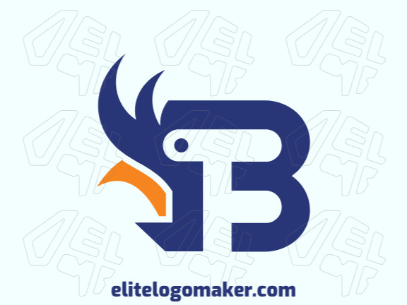 Logotipo moderno com a forma de um pássaro combinado com uma letra "B", com design profissional e estilo abstrato.