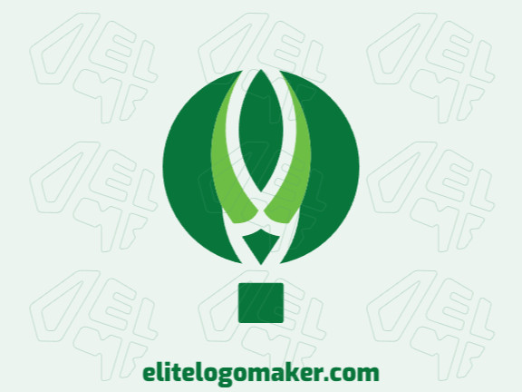 Abstract company logo in the shape of a balloon combined with a bird head composed of leaves with green colors.