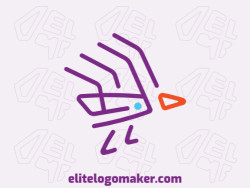 Customizable logo in the shape of a bird combined with a hand, composed of an monoline style with blue, orange, and purple colors.