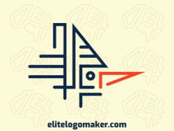 Logotipo memorável com a forma de uma cabeça de pássaro com estilo monoline, e cores customizáveis.