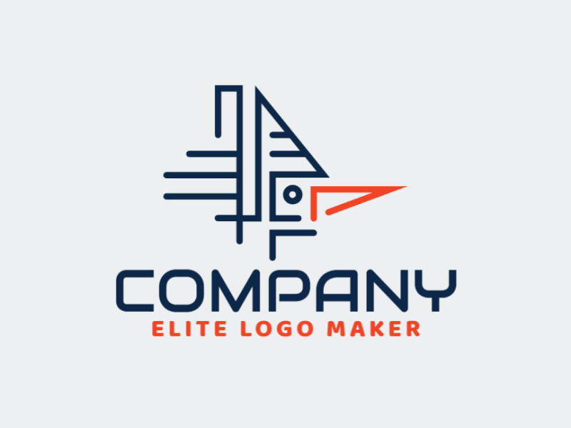 Memorable logo in the shape of a bird head with monoline style, and customizable colors.