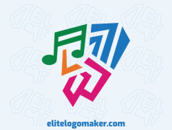 The logo consists of abstract shapes forming a bird combined with a musical note with abstract style, the colors used are pink, blue, yellow, and green.