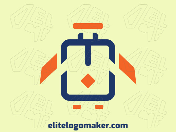 Abstract logo with the shape of a bird combined with a suitcase with blue and orange colors.