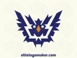 Logotipo customizável com a forma de um pássaro selvagem, com design criativo e estilo abstrato.