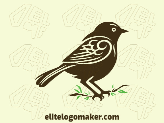 Crie um logotipo ideal para o seu negócio com a forma de um pássaro selvagem com estilo abstrato e cores customizáveis.