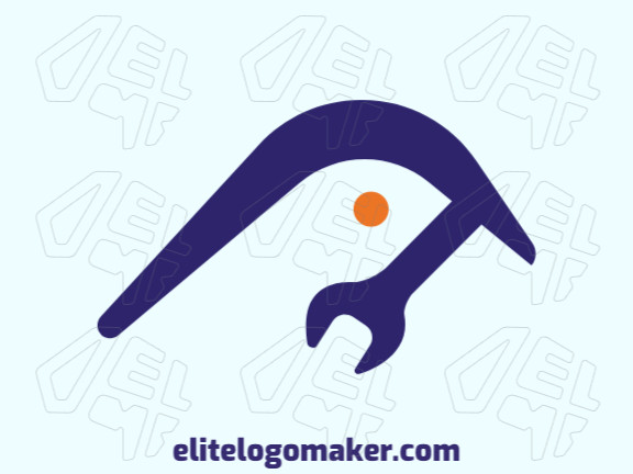 Creative logo in the shape of a bird combined with a wrench, with memorable design and gradient style, the colors used was blue and orange.