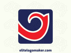 Logo Template for sale in the shape of a birdie, the colors used was blue and red.