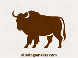 Professional logo in the shape of a bison with an animal style, the color used was dark brown.