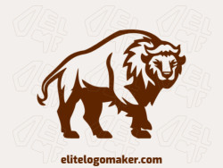 Vector logo in the shape of a bison with animal style and dark brown color.