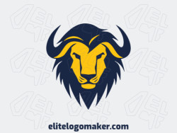 Customizable logo in the shape of a bison with a pictorial style, the colors used were dark blue and dark yellow.