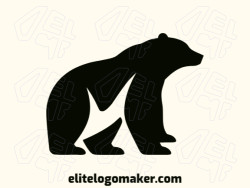 Simple logo composed of abstract shapes forming a black bear with the color black.