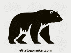Simple logo was created with abstract shapes forming a black bear with the color black.