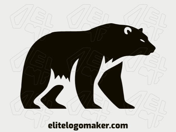 Logotipo simples criado com formas abstratas formando um urso negro com a cor preto.